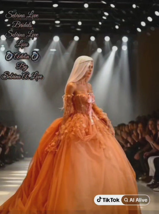 "ADELIA" Blush Lace & Tulle Wedding Ballgown Set