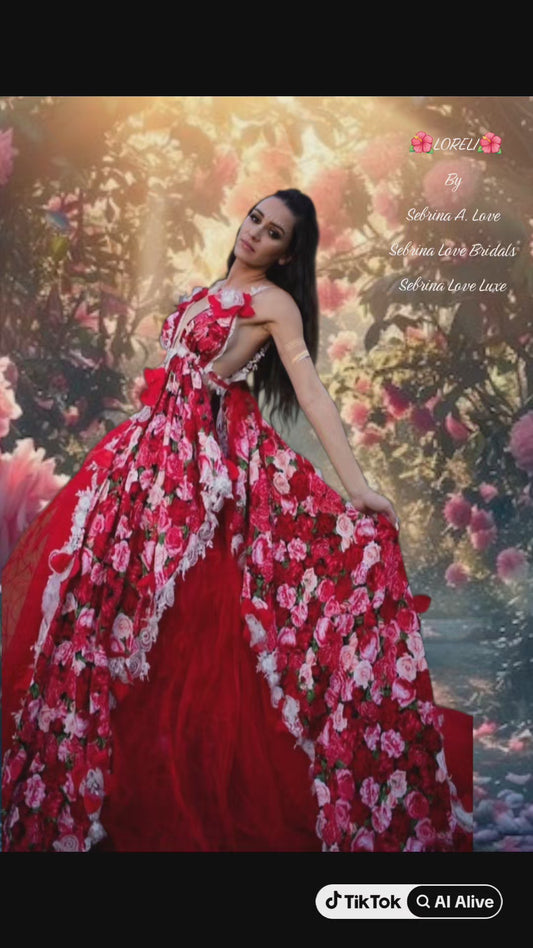 The 🌺LORELI🌺 Red & Pink Rose Garden Wedding Ballgown Set