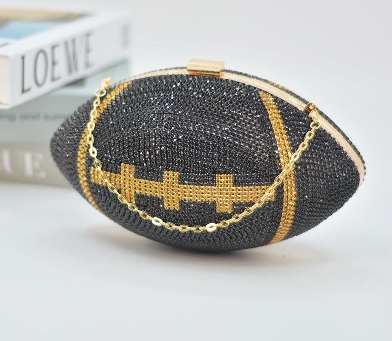 Pink Rhinestone Crystal Football Purse