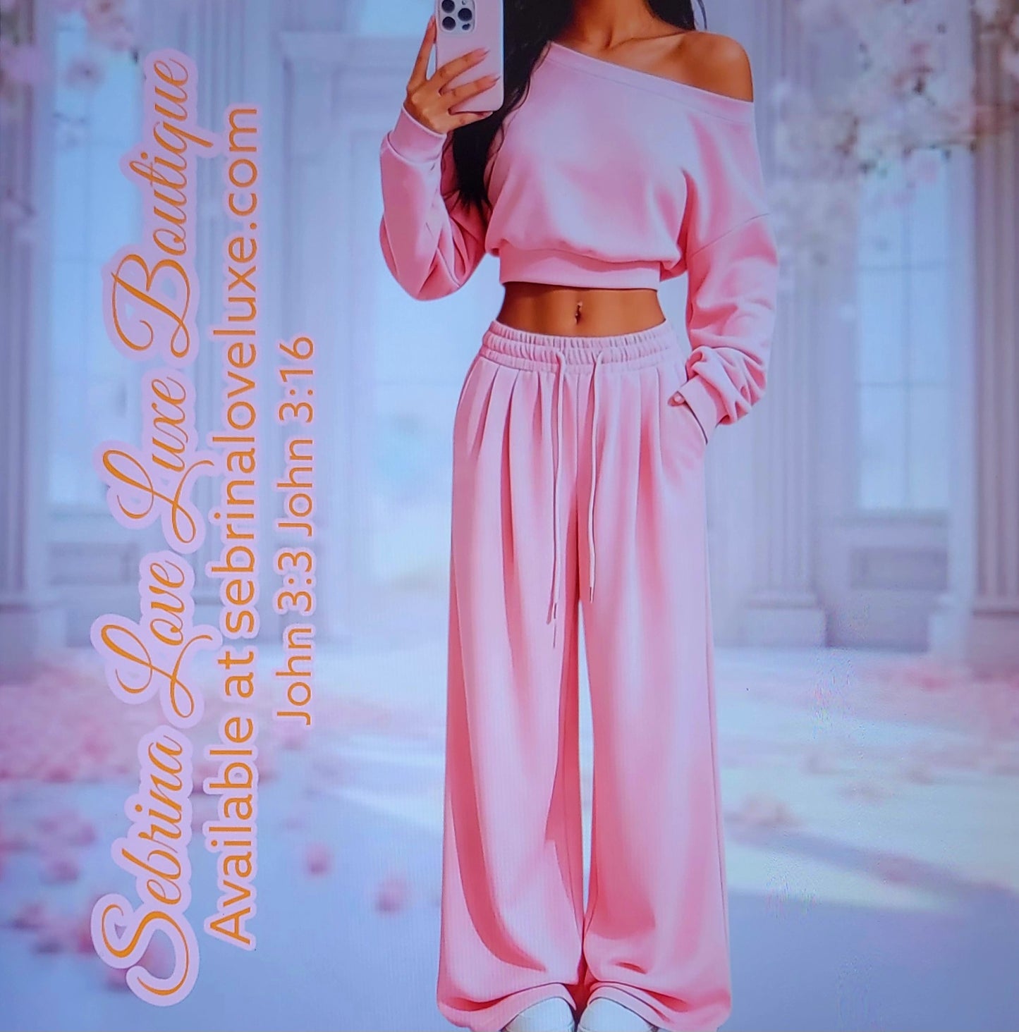 Cozy Soft Pink Cropped Hoodie & Wide Leg Jogger Set