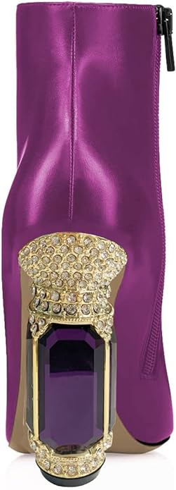 Beautified Purple Bejeweled Heel Ankle Boots