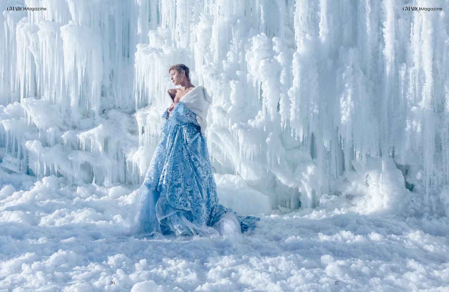 "PAULETTE" Blue Lace Wedding Ballgown Set (SAMPLE GOWN)