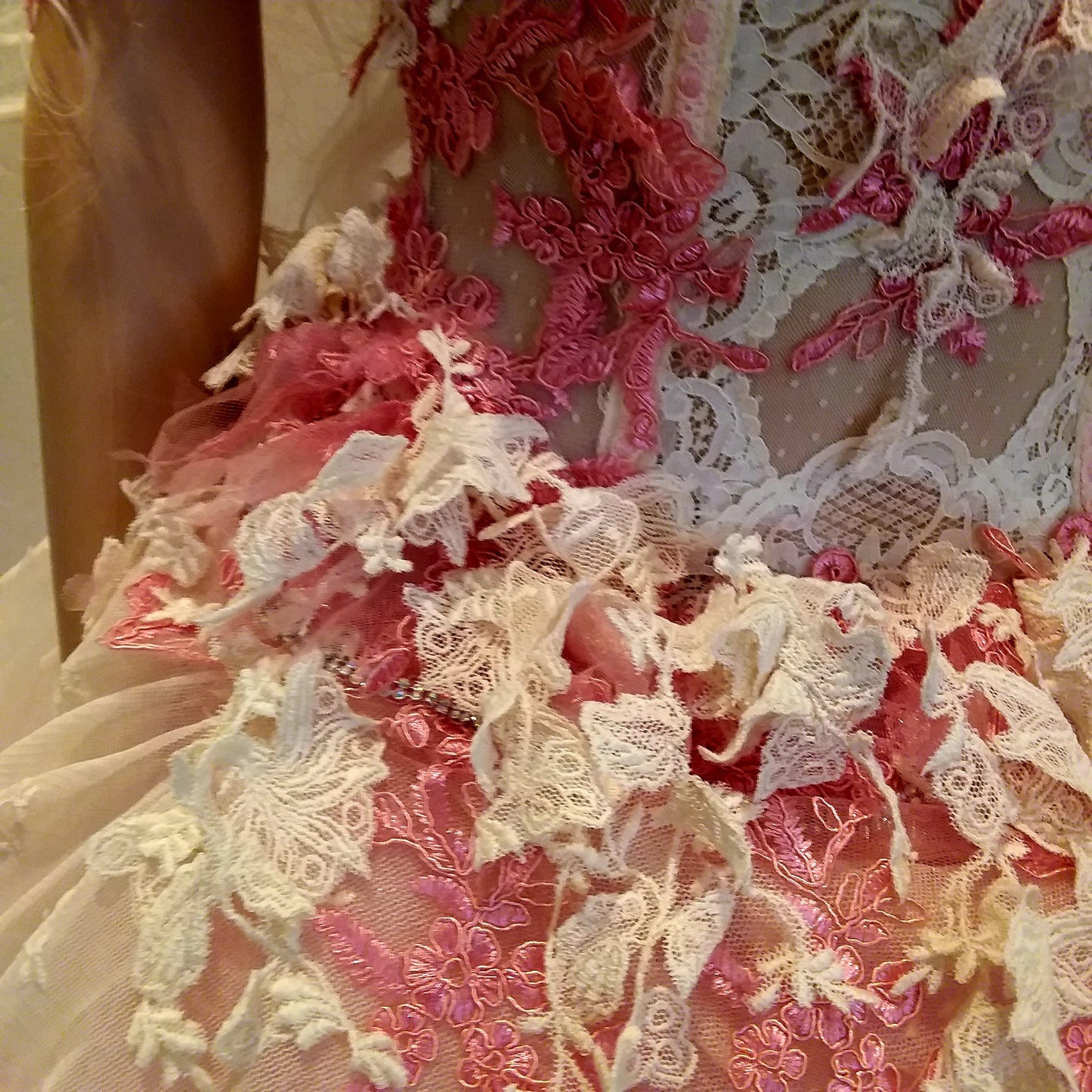 "ELLA" Ivory & Pink Lace & Tulle Wedding Ballgown Set