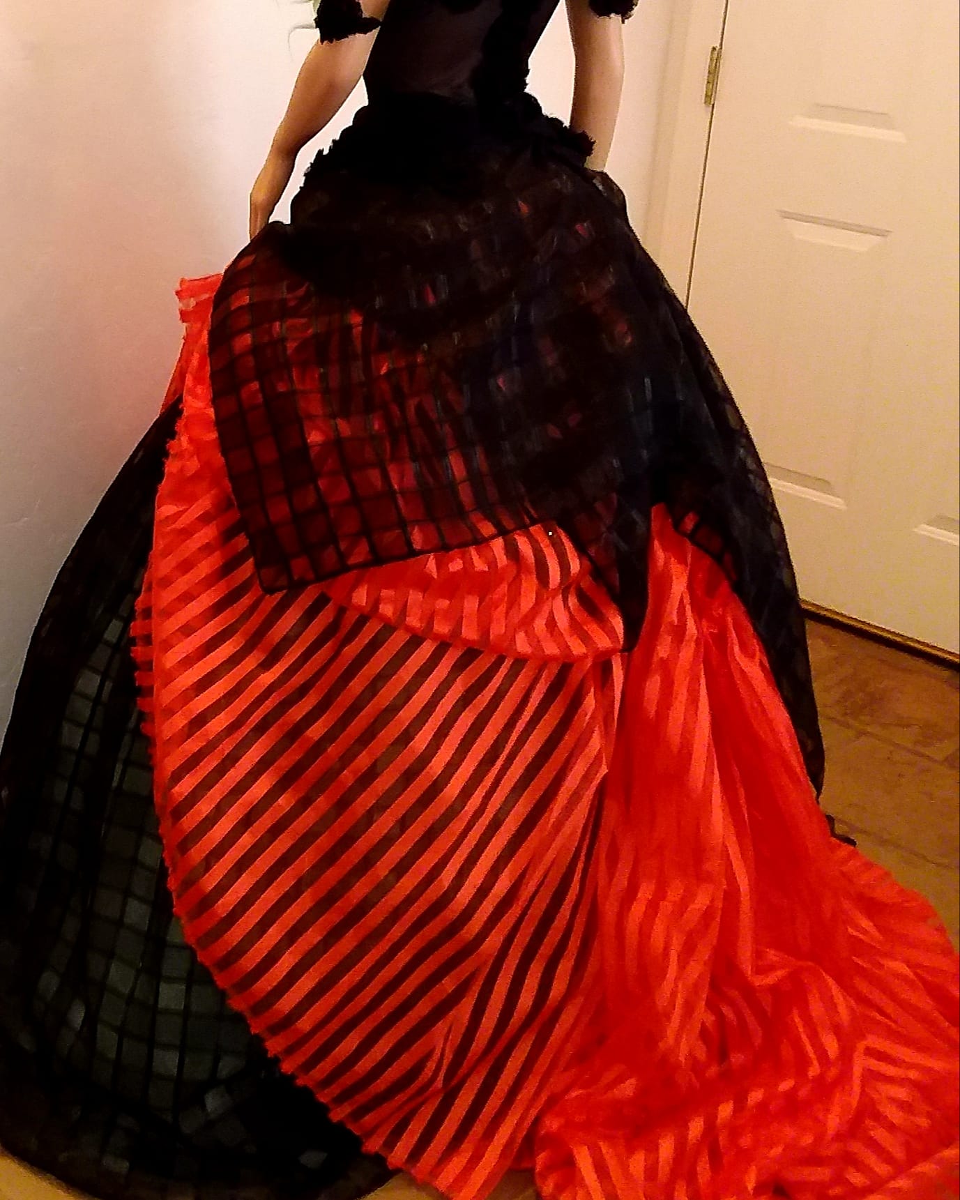 "DRUNELLA" Custom Order Gothic Romance Orange & Black Lace & Tulle Wedding Ballgown Set