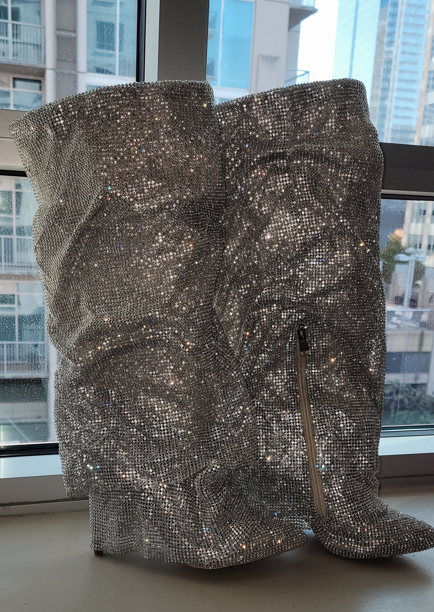 The "NEW YORK HEIRESS" Boho Festival Crystal Rhinestone Diamante knee Boots