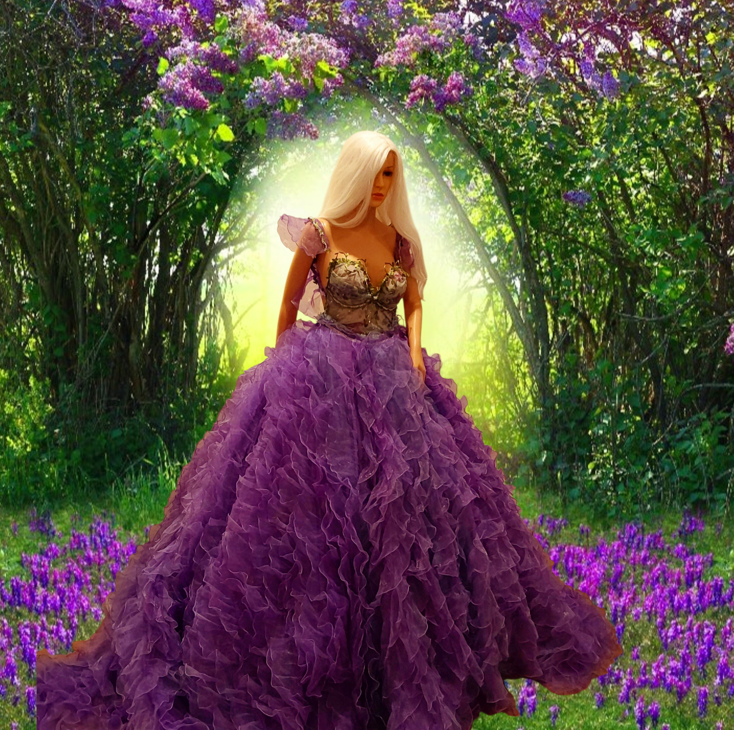 🪻EVE🪻Lavender Ruffled Organza Garden Wedding Ballgown Set