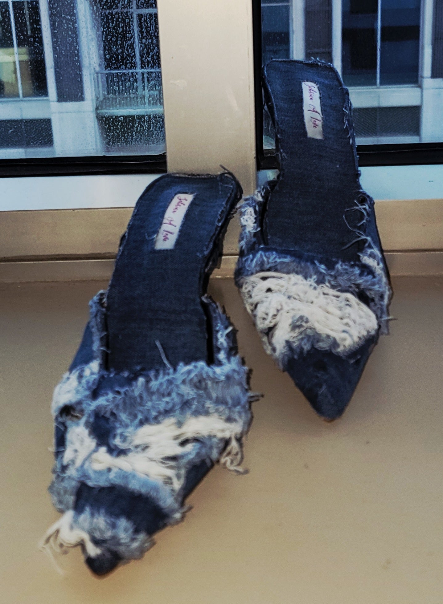 "KIMBERLY ANNE" Denim & Diamonds Crystal Mules