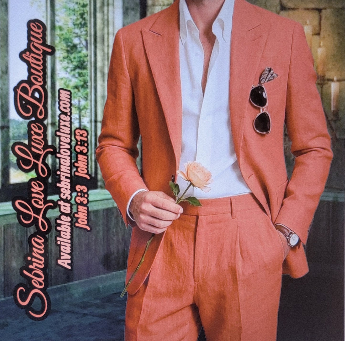 Men's Rust Stone 2 Piece Jacket & Pants Suit