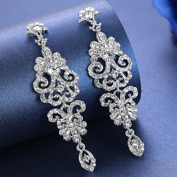 Elegant Rhinestone Crystal Diamante Chandelier Earrings