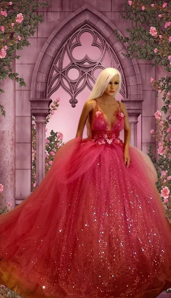 🌺YASMINE🌺 Pink & Gold Embroidered Lace Tulle Wedding Ballgown Set