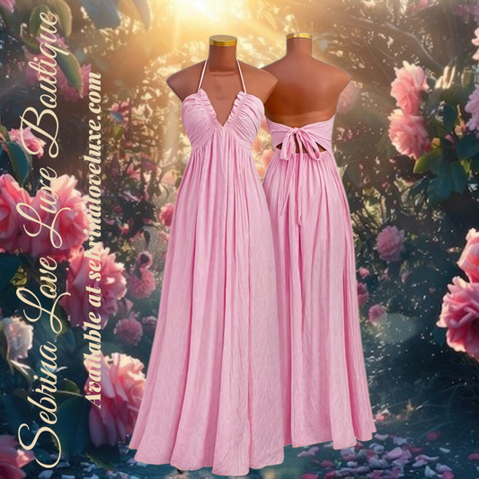 Romantic Light Pink Plus Size Maxi Dress