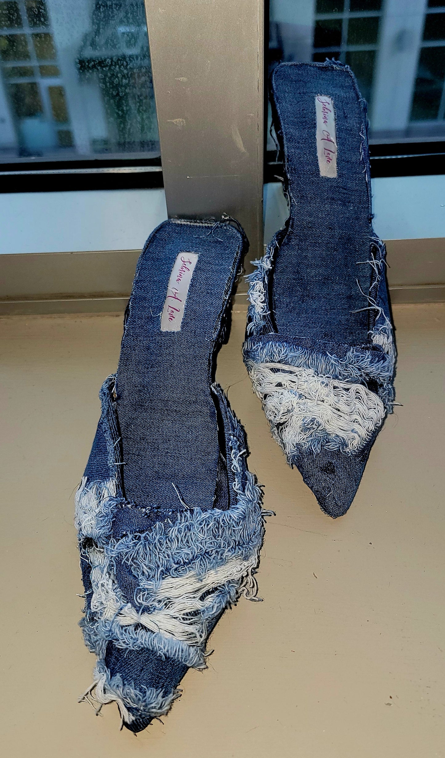 "KIMBERLY ANNE" Denim & Diamonds Crystal Mules