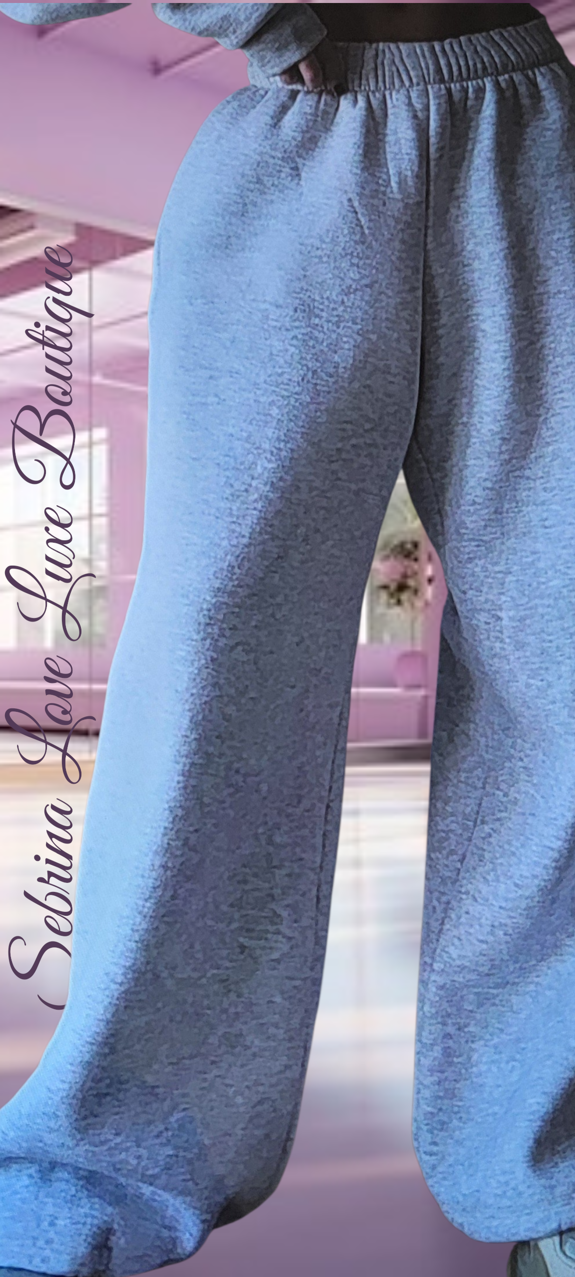 Cozy Gray Cropped Hoodie & Wide Leg Jogger Set