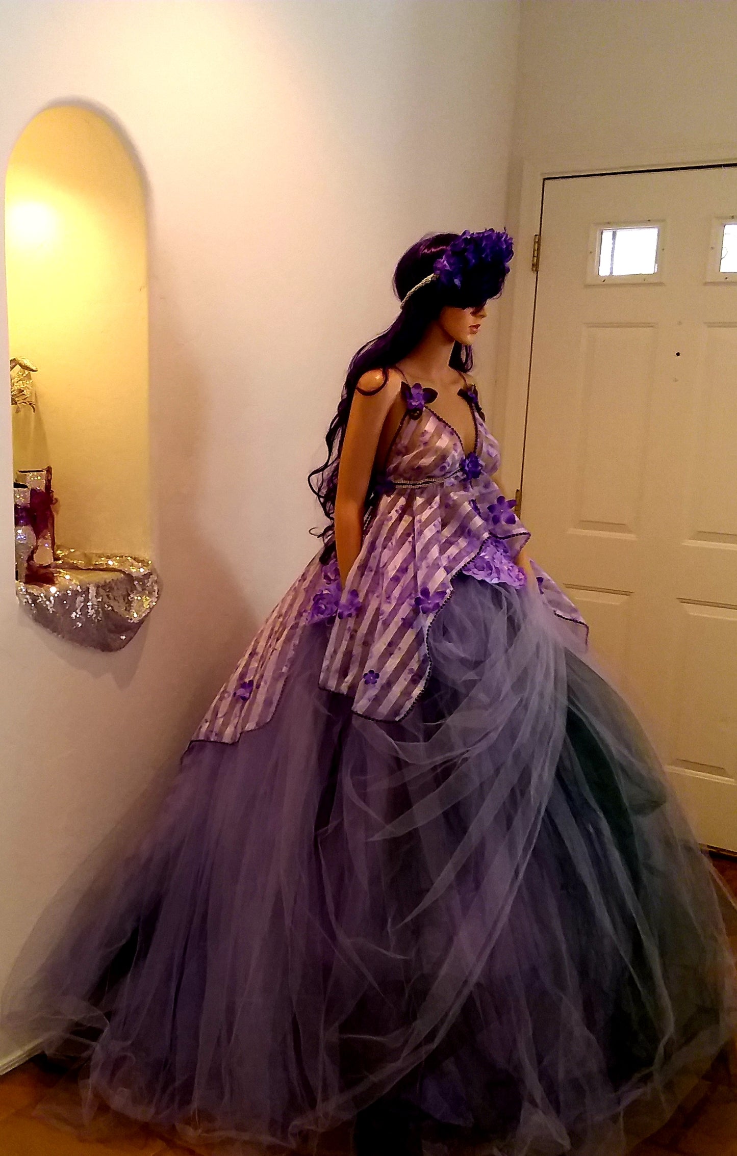 "LEILANI" Lavender & Hunter Green Organza & Tulle Wedding Ballgown Set