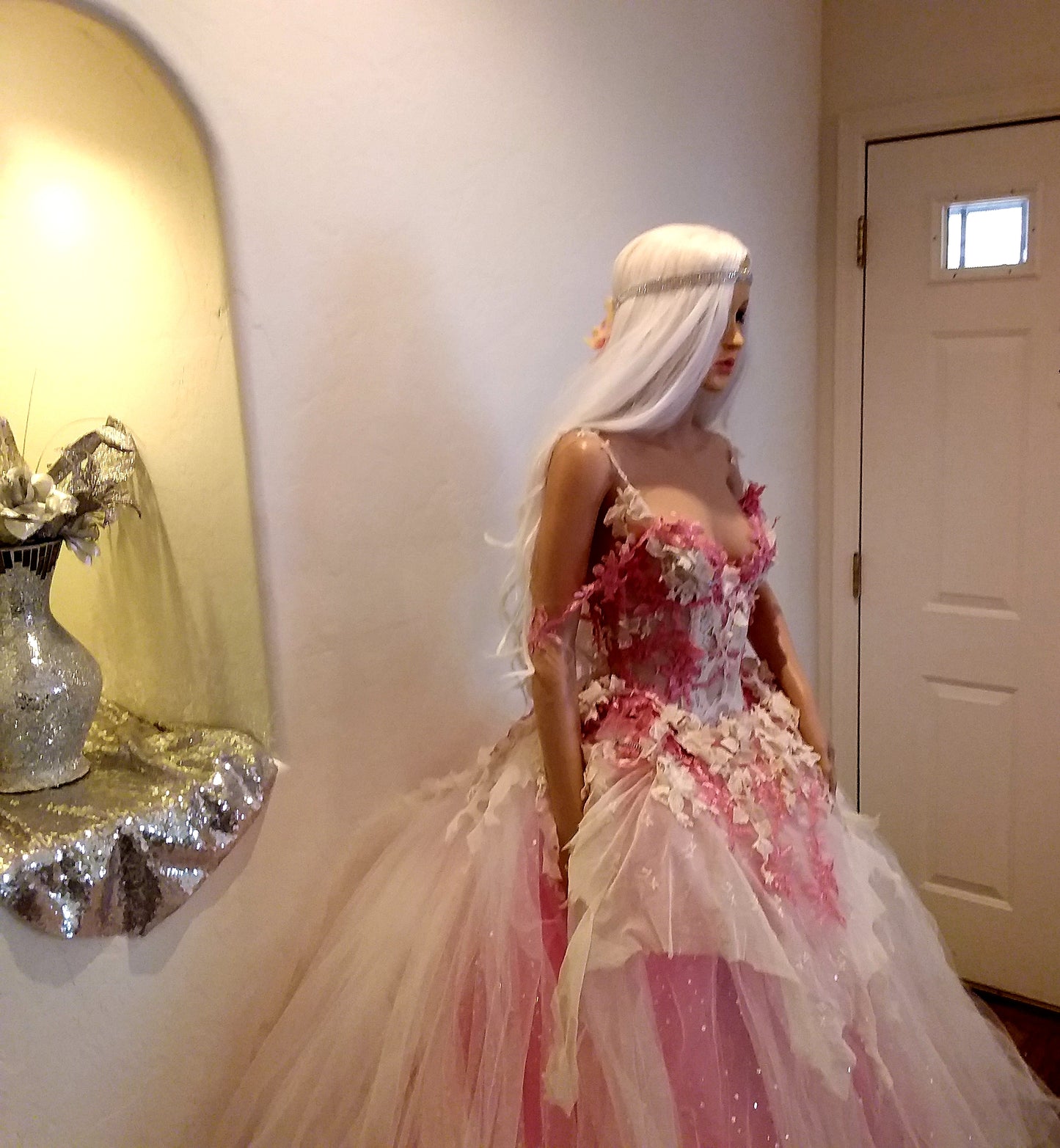 "ELLA" Ivory & Pink Lace & Tulle Wedding Ballgown Set