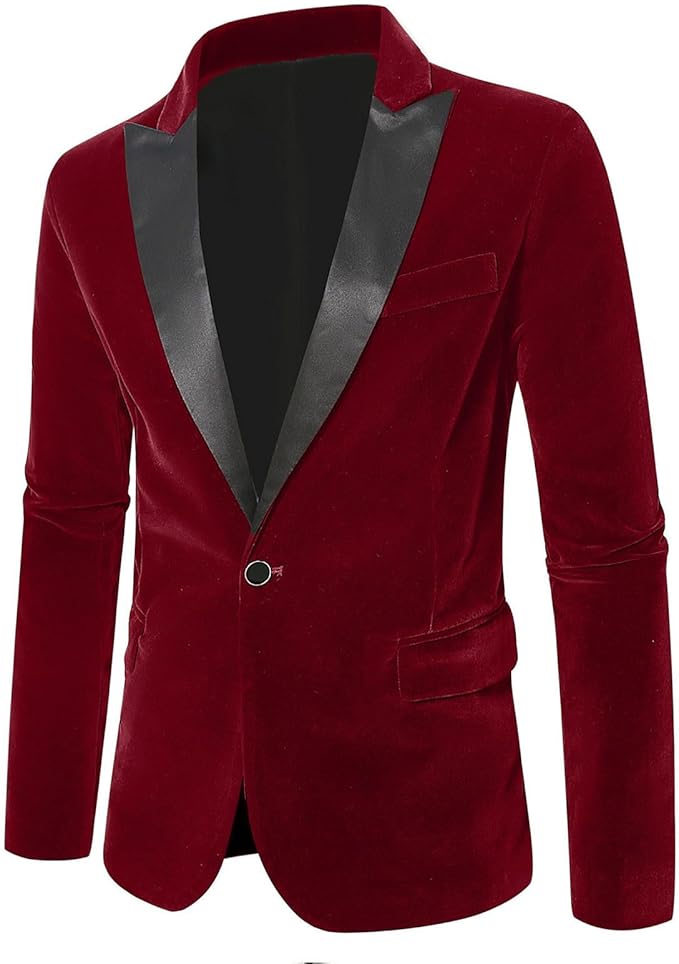 Elegant Merlot Red Velvet Dinner Formal Jacket