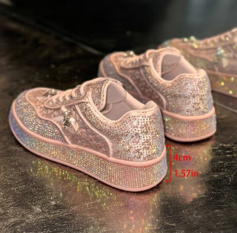 Cute Blush Pink Crystal Rhinestone Bejeweled Sneakers