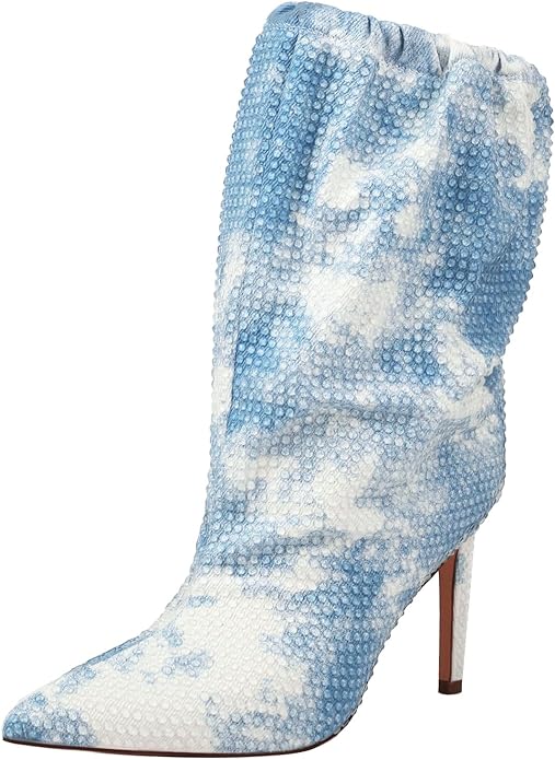 Sexy Blue & White Tie Dye Ankle Boots