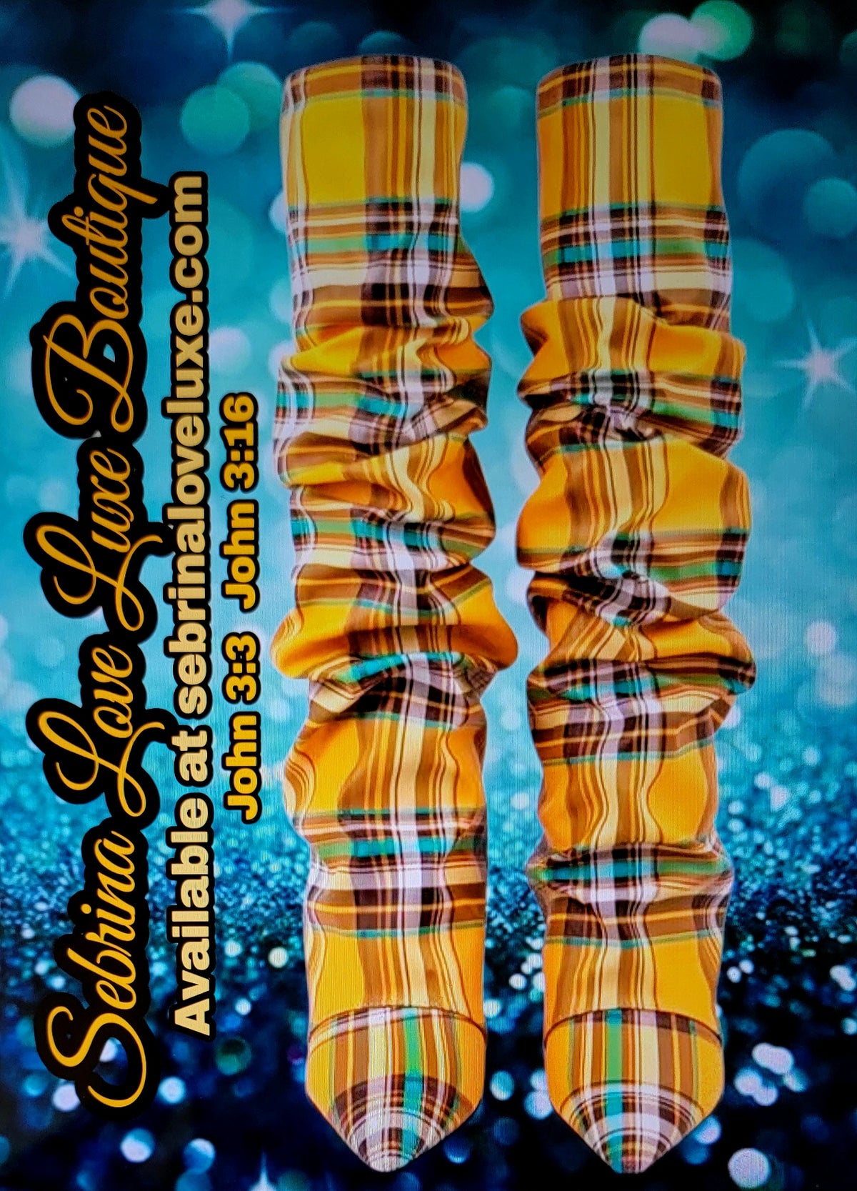Chic Yellow Gold Scotland Inspired Plaid Foldover Slouchy knee Boots (PRE-ORDER)