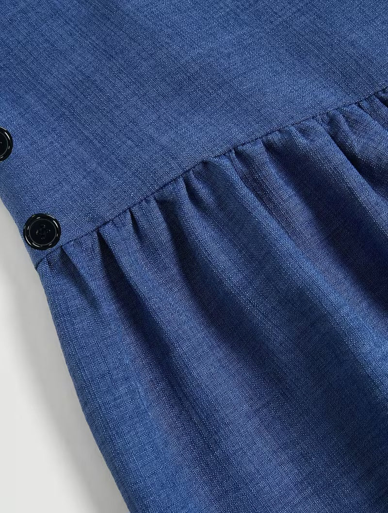 Chic Blue Boho Flowy Wide Leg Pants