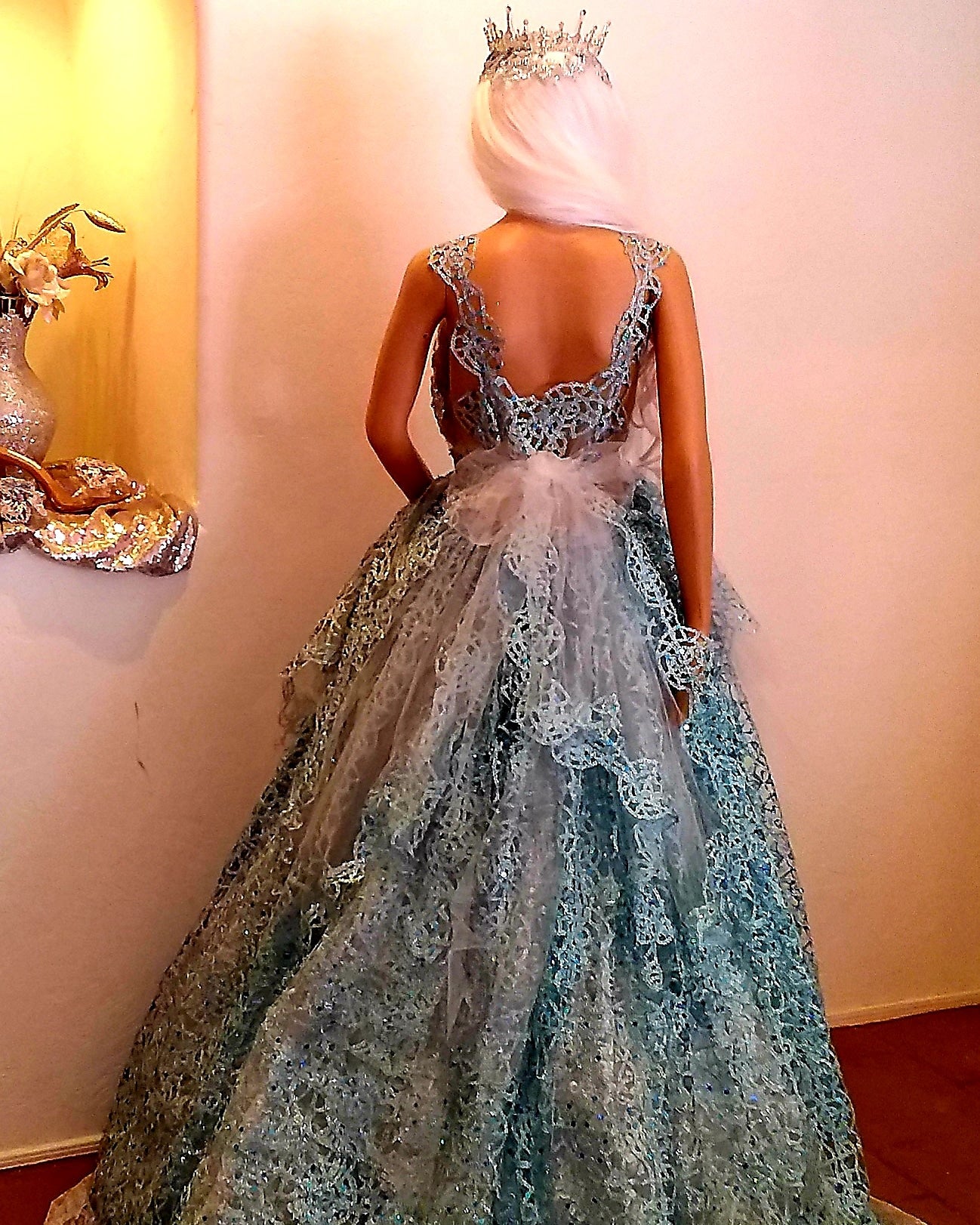 The "AMALI" Ocean Blue Sequin Lace Tulle Wedding Ballgown Set (Custom Order)