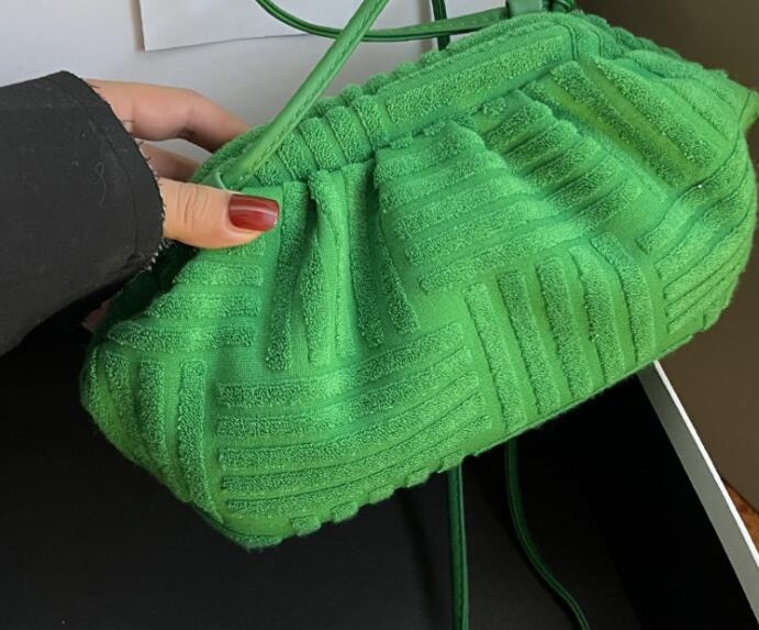 Beautiful Kelly Green Terrycloth Purse