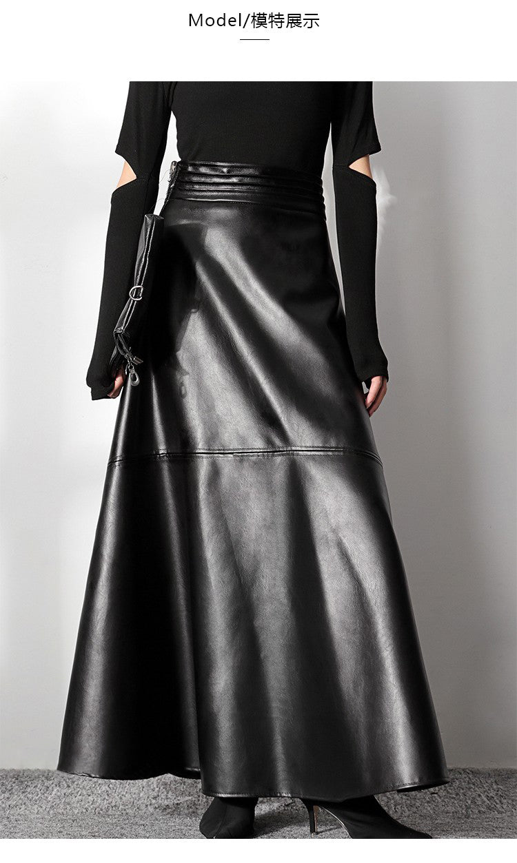 Black Faux Leather Maxi Skirt