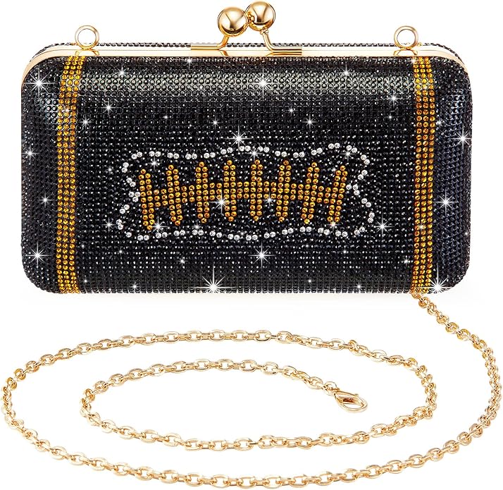 Luxe Turf Green Rhinestone Crystal Football Purse