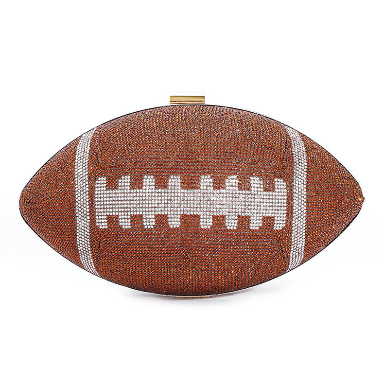 Gold Rhinestone Crystal Football Purse