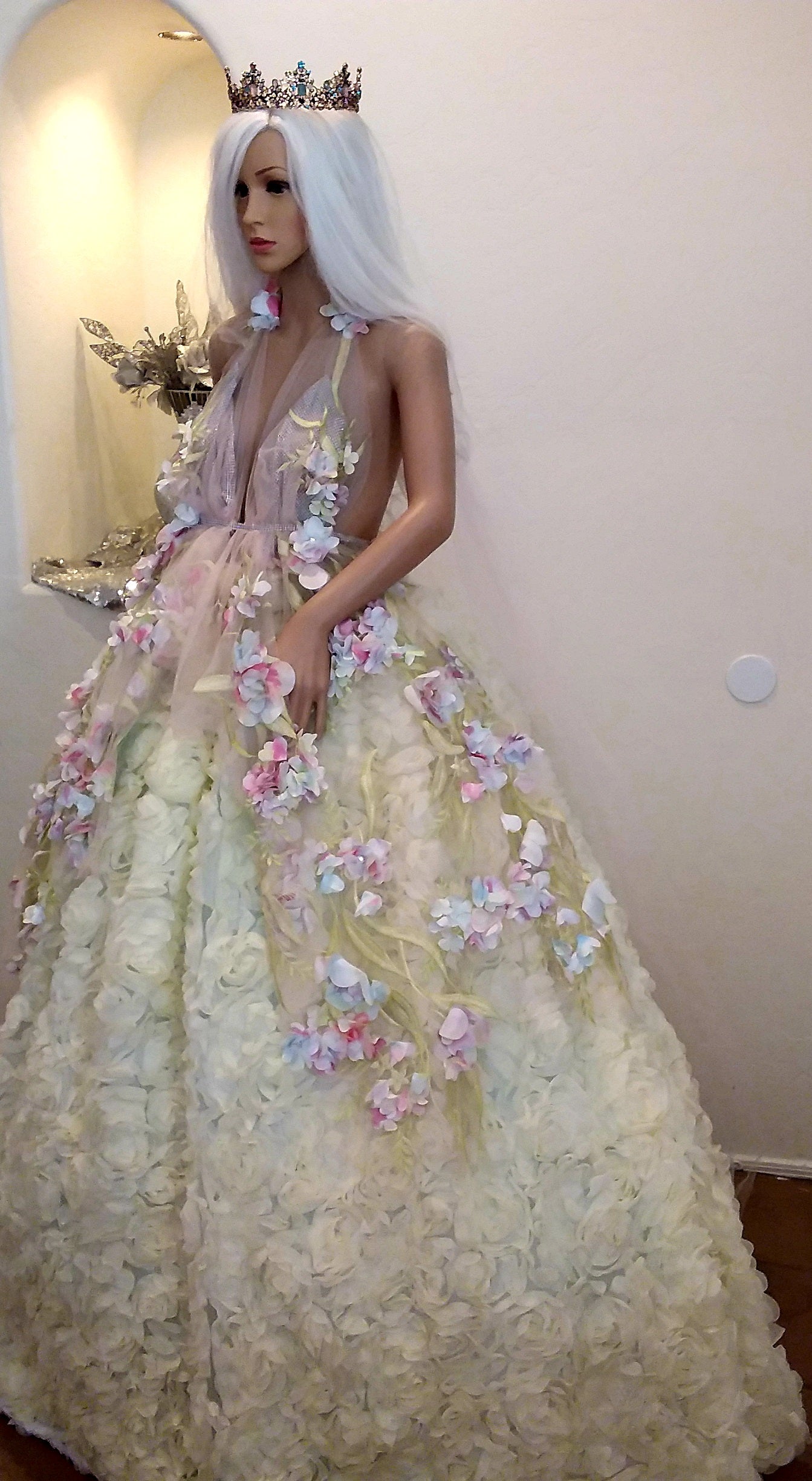 "HYACINTH" Pastel Watercolor 3D Floral Wedding Ballgown Set