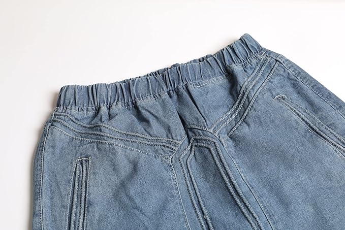 Romantic Boho Light Medium Blue Denim Maxi Skirt