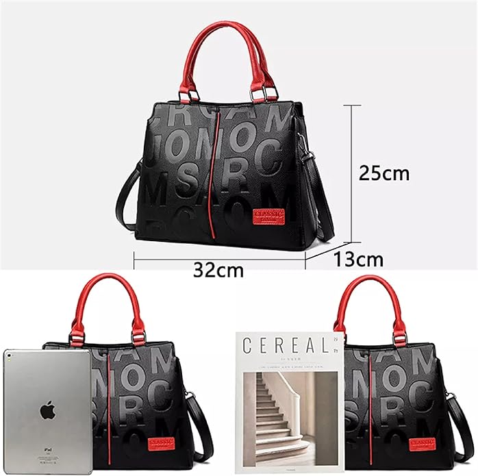 Beautiful Black & Red Genuine Leather Handbag