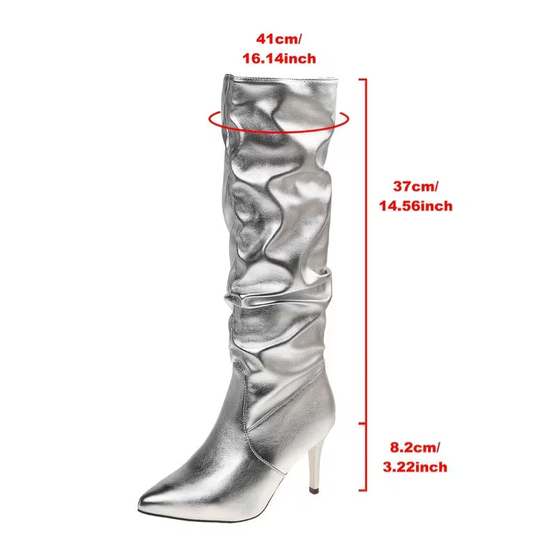 Beautiful Metallic Gold Slouchy Boots