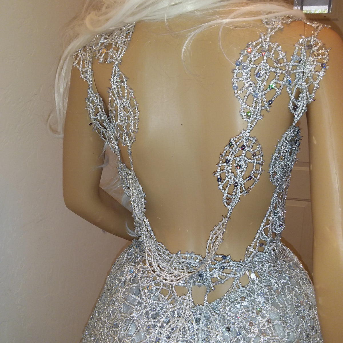 "HEIRESS" Silver Lace & Tulle Wedding Ballgown Set