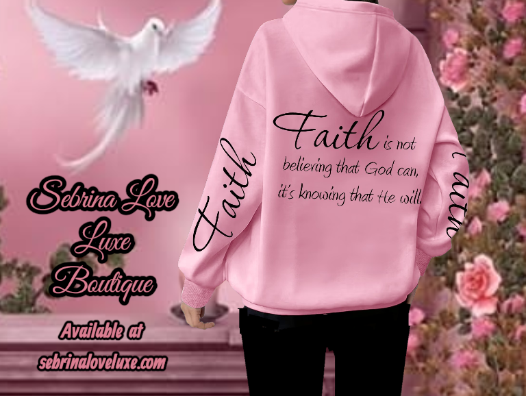 Comfy Cozy "FAITH IS" Graphic Pink & Black Oversized Hoodie Sweatshirt