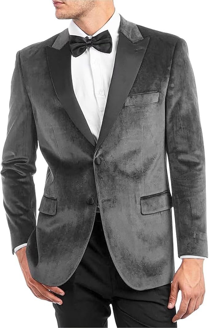 Elegant Cool Pewter Gray Velvet Dinner Formal Jacket