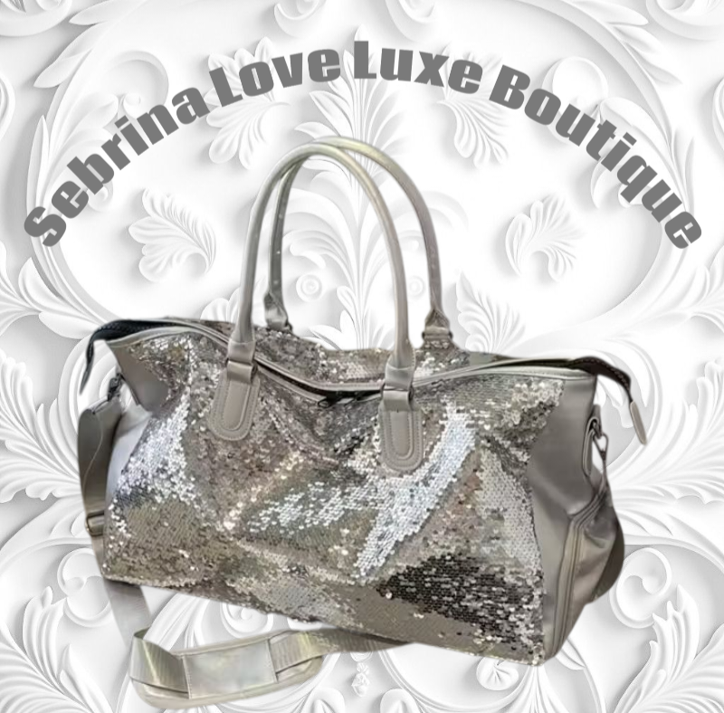 Beautiful Sparkling Silver Sequin Carry-on Overnight Luggage Bag