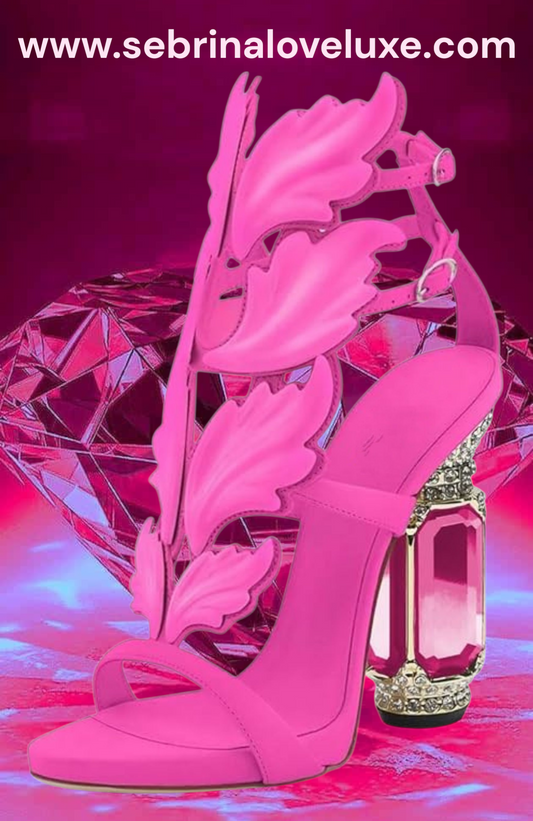 Sexy Hot Pink Ankle Strap Bejeweled Heels