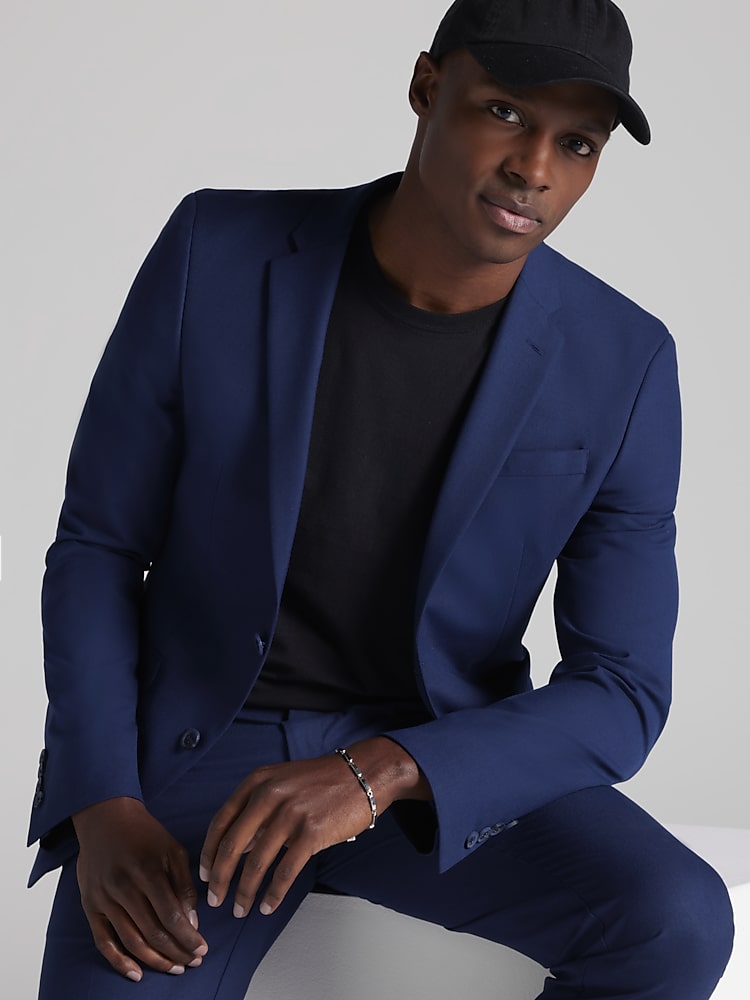 Egara Blue Skinny Fit Suit Jacket