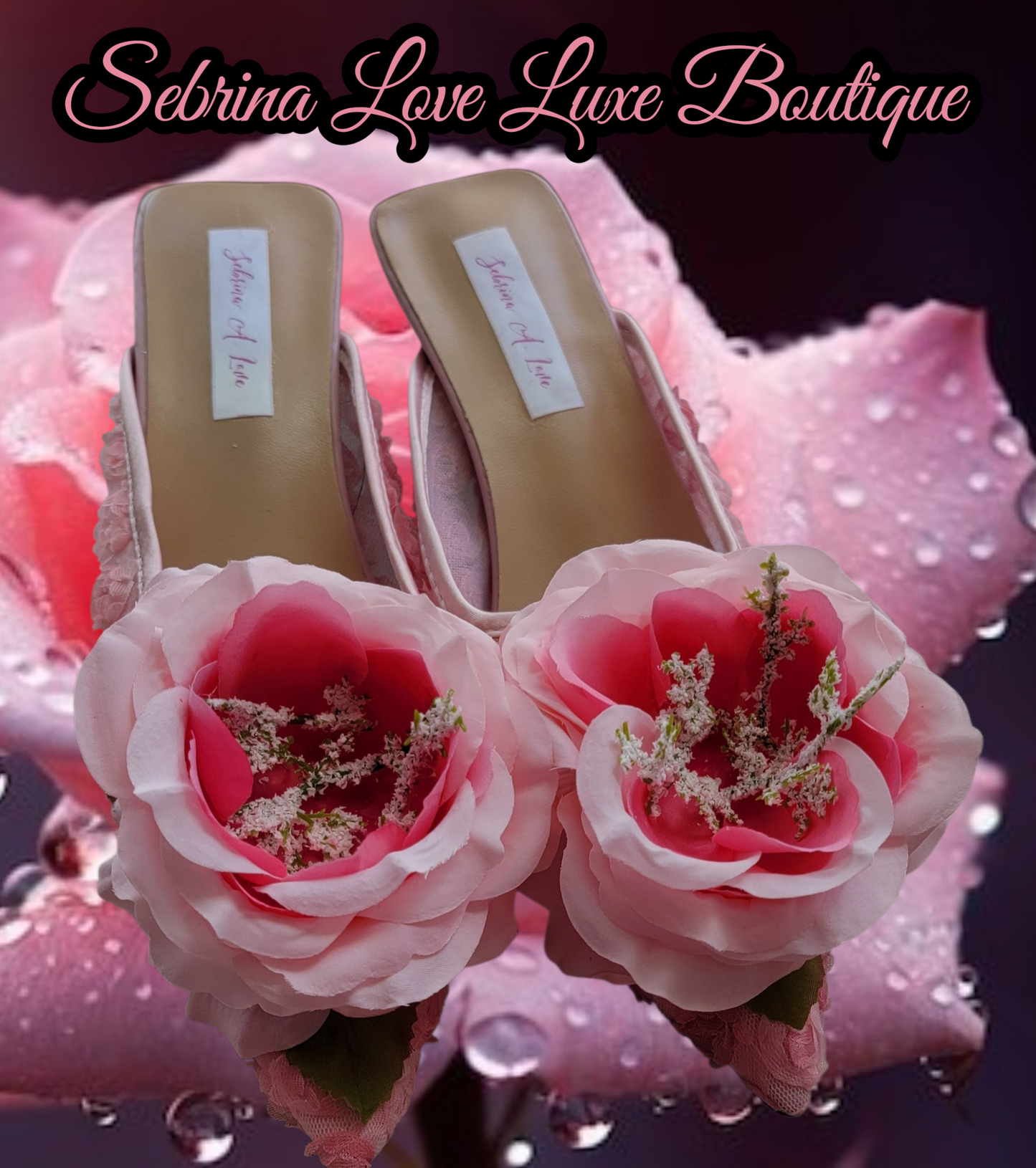 The "Eleana Rose" Pink Tulle Rose Mules