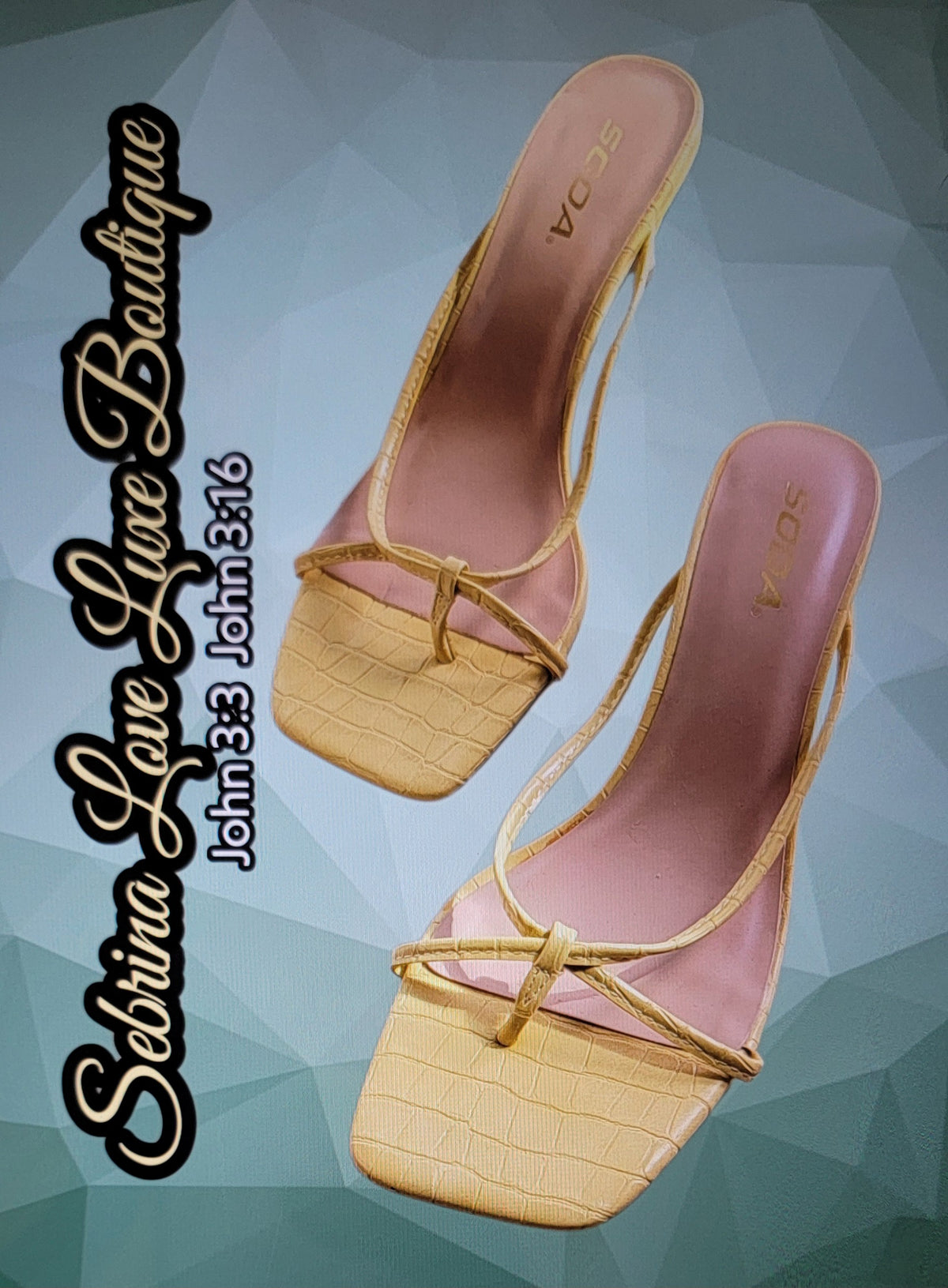 Sexy Yellow Thong Kitten Heel Mules
