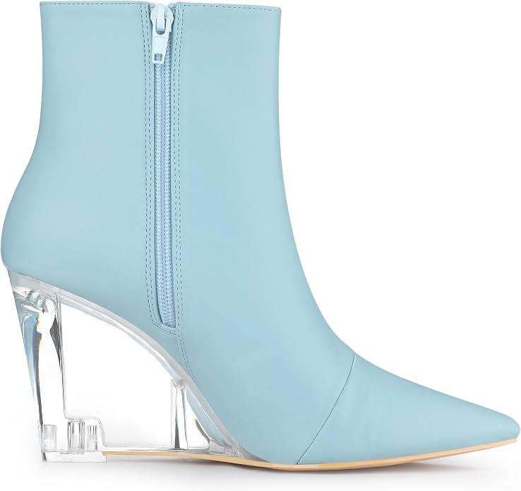 Chic Light Ocean Blue Mint Green clear Wedge Heel Ankle Boots