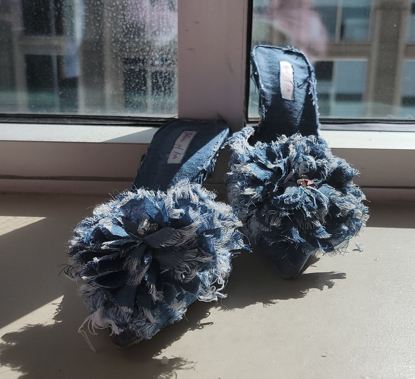 "KIMBERLY" Denim & Diamonds Crystal Mules