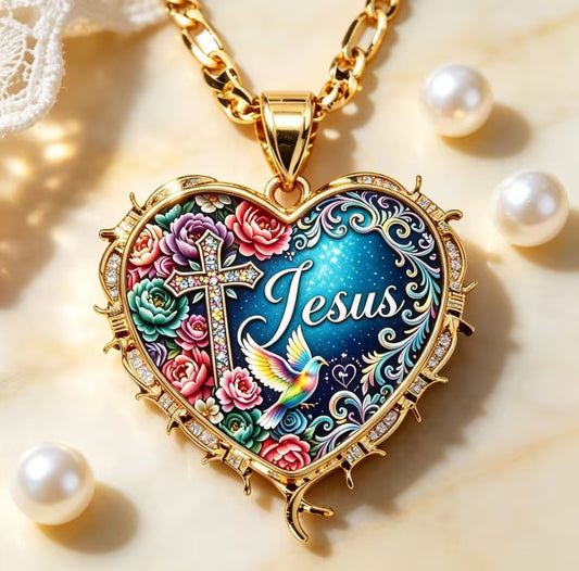 Beautiful Christian Multicolor Rainbow Rhinestone Crystal Cross Jesus Necklace