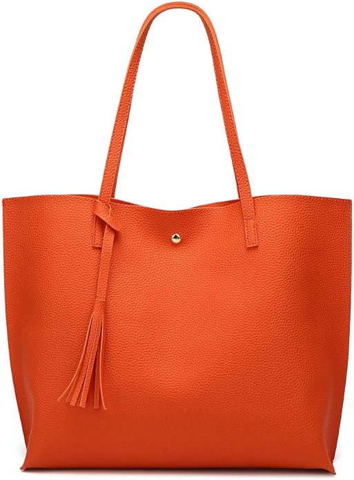Chic Vibrant Orange Oversized Handbag Purse