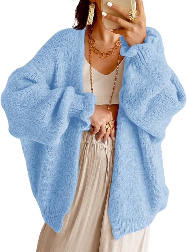Cozy Soft Baby Blue Oversized Cardigan Sweater