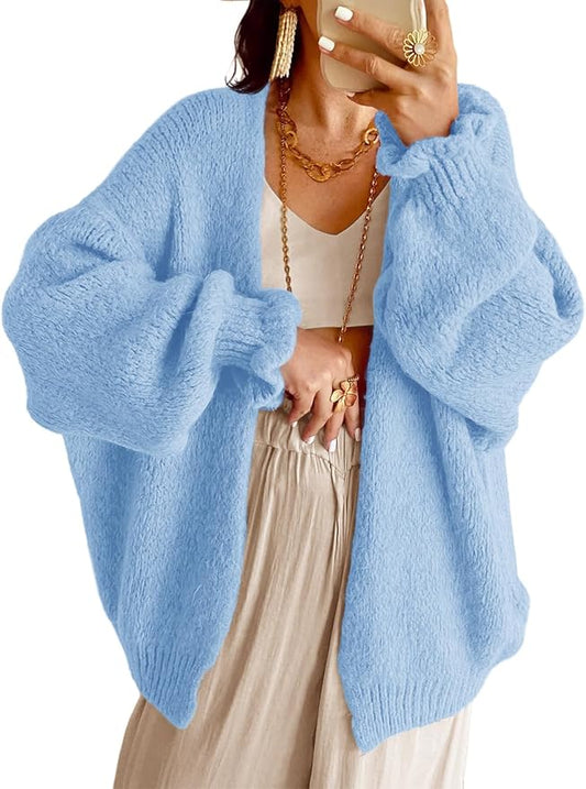 Cozy Soft Baby Blue Oversized Cardigan Sweater