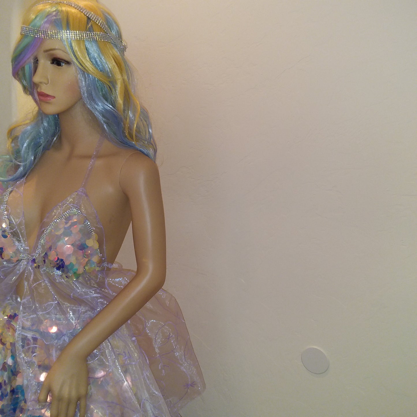 The "CELESTE" Iridescent Unicorn Sequin Lavender Tulle Crystal Wedding Ballgown Set