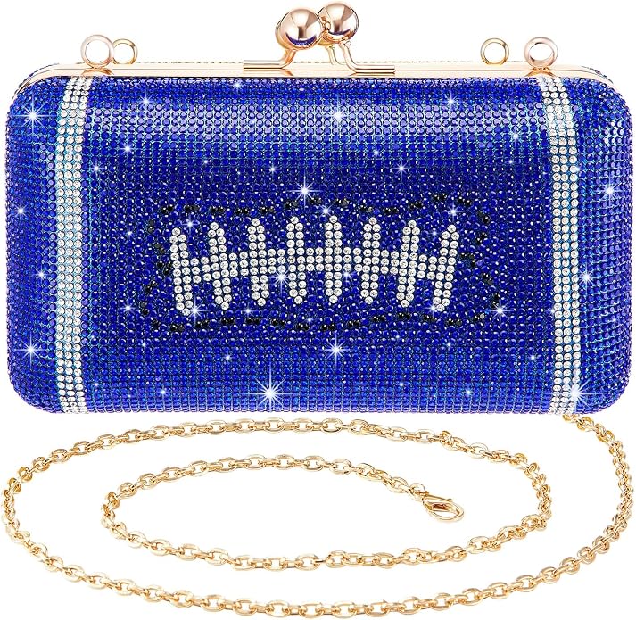 Luxe Turf Green Rhinestone Crystal Football Purse