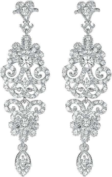 Elegant Rhinestone Crystal Diamante Chandelier Earrings